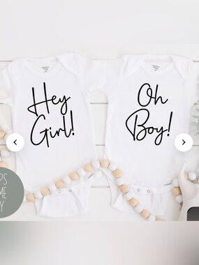 Gerber White 'Hey Girl' & 'Oh Boy' Script One-Piece Set